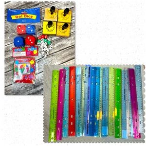 Mixed Math Bundle- rulers, clock, dice